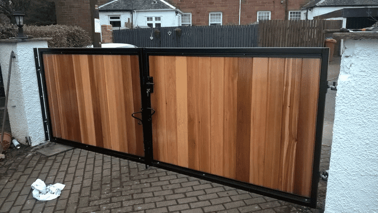 Metal Framed Timber Infill Automatic Gates