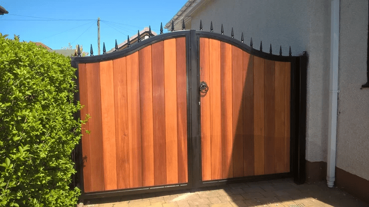 Metal Framed TImber Infill Automatic Gates