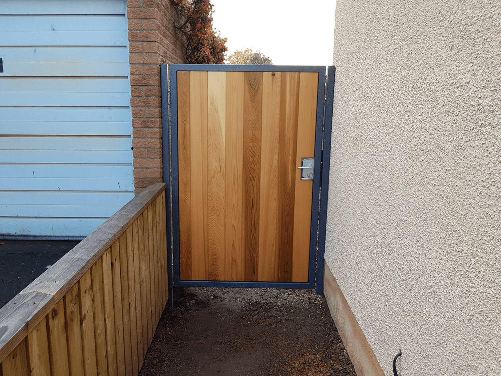 Metal framed timber side gate