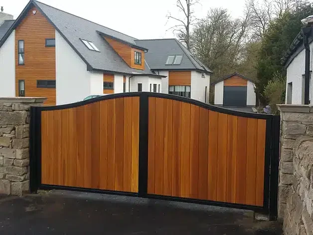 Metal Framed Timber Driveway Gate