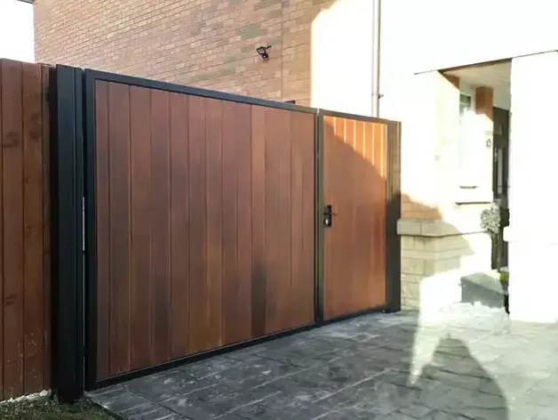 Metal Framed Timber Driveway Gate